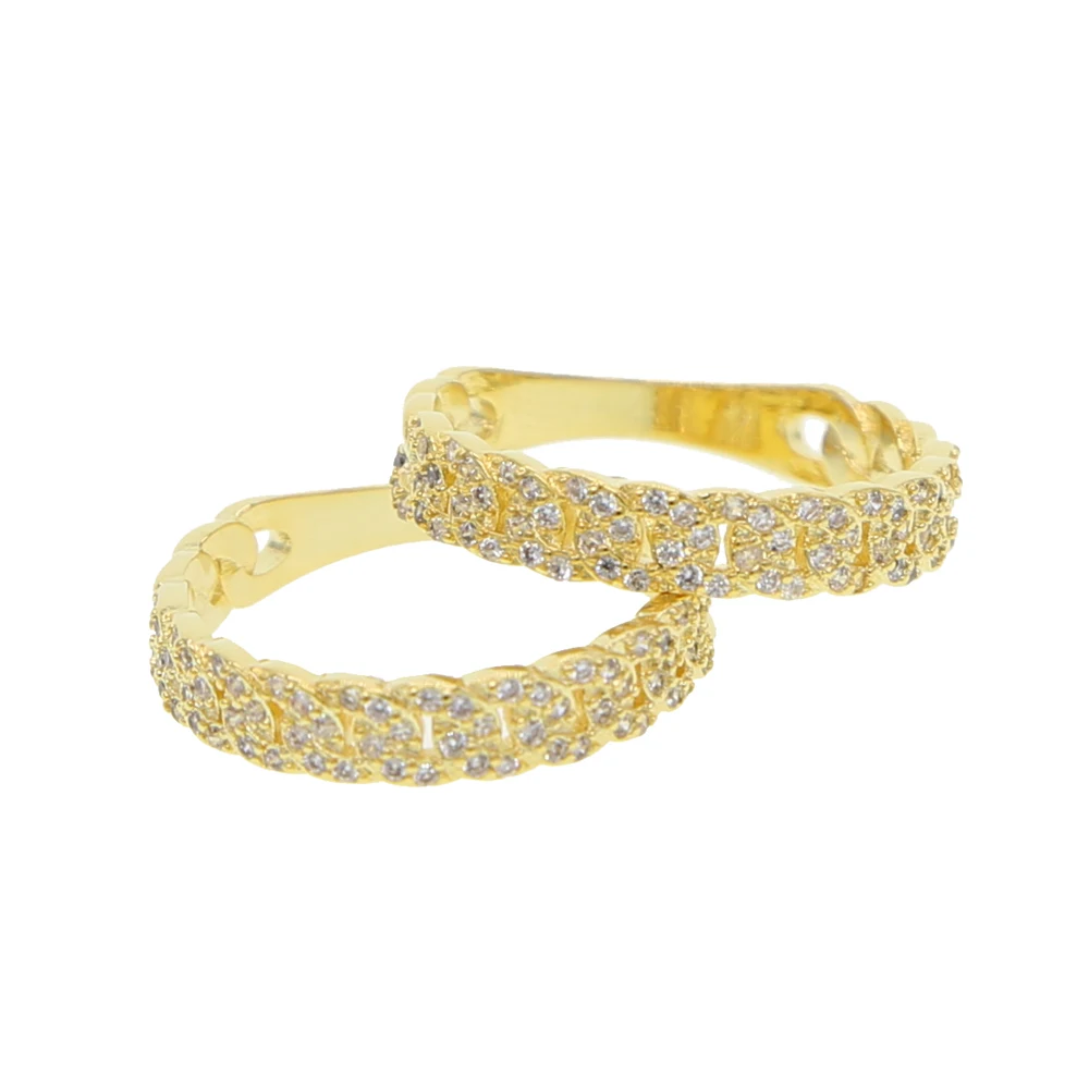 Позолоченное кольцо с белым кубическим цирконием, маленькое тонкое кубинское кольцо с цепочкой для женщин, изящный минимальный дизайн