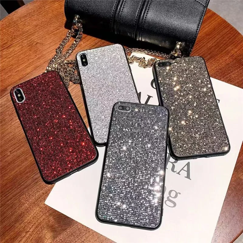 

For iPhone 6 6S 7 8 Plus Case Luxury Glitter Bling Soft TPU Silicone Case For iphone X XR XS Max Rhinestone Back Cover coque