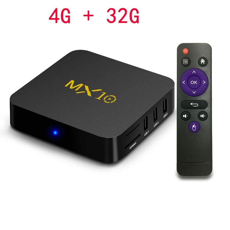 MX10 Smart tv BOX Android 9,0 Rockchip RK3328 DDR3 4 ГБ ОЗУ 64 Гб ПЗУ IP tv Смарт-приставка 4K USB 3,0 HDR H.265 медиаплеер - Цвет: 4G 32G TV BOX