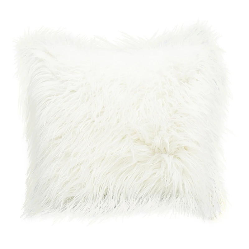 45*45 см, шикарный скандинавский стиль, домашний чехол для подушки, супер мягкий плюшевый монгольский искусственный мех, наволочка для подушки, чехол для подушки, квадратный чехол - Цвет: Белый