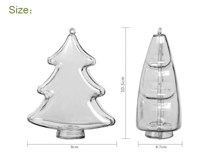 10 шт. в форме рождественской ёлки прозрачная Елочная игрушка DIY для праздников и вечерние пластиковые наполнители шары для рождественской елки украшения