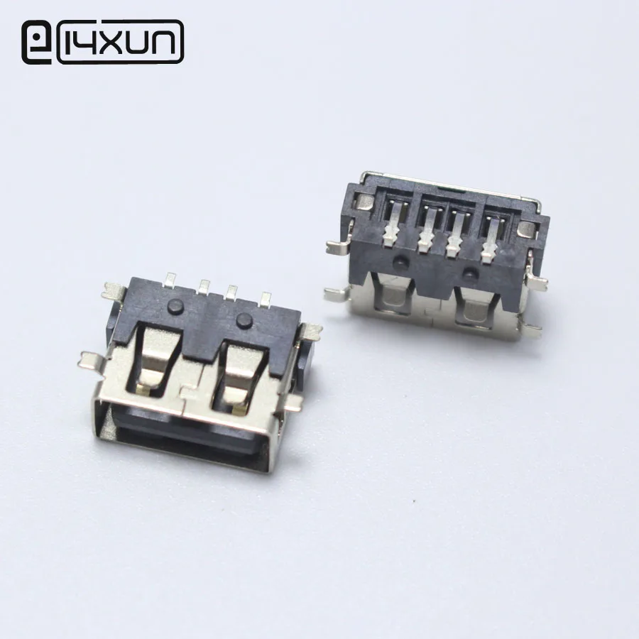 

10PCS SMD USB Type A Female jack 4PIN AF 10.0 PCB Mount Socket Connector Black Flat Edge DIY Repair Phone Toy Parts