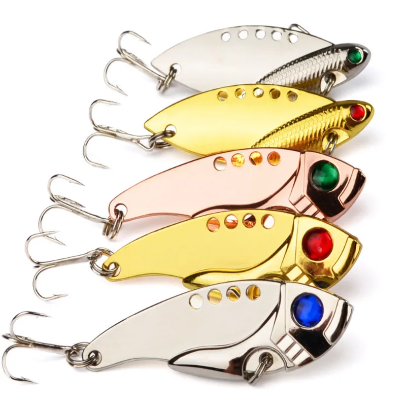 1PC Metal Spoon Fishing Lures 3g-60g Bass Baits 4#//2# Hook Metal Fishing Tackle