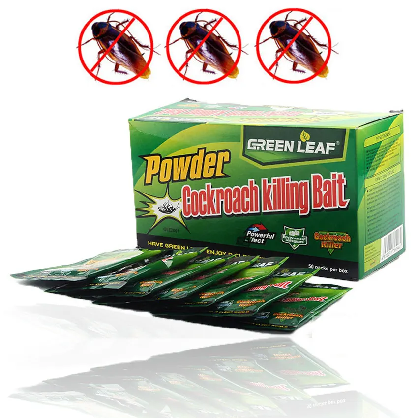 Hot 50Packs Green Leaf Powder Cockroach Killing Bait Insecticide Repellent Russian Cockroaches Killer Repeller Trap Pest control