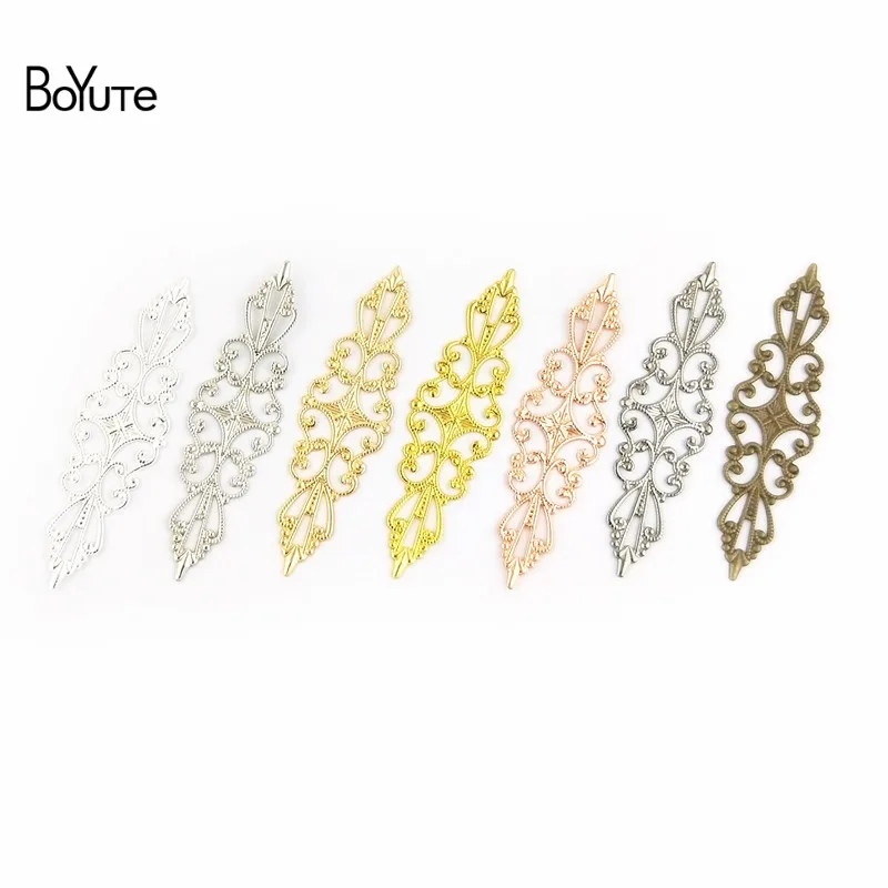 

BoYuTe 50Pcs 15*57MM Metal Brass Stamping Filigree Flower Charm Hand Made DIY Charms for Jewelry Making