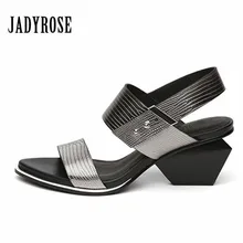 Jady Роза модные женские туфли летняя обувь, шлепанцы кожаные сандалии гладиаторы новые необычная обувь на высоком каблуке Женская обувь туфли-лодочки на танкетке