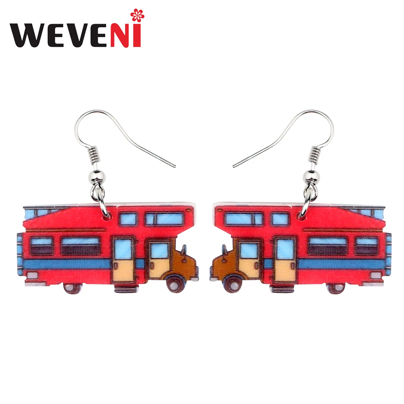 

WEVENI Statement Acrylic Camper Van Camping Car Earrings Drop Dangle Cartoon Funny Jewelry For Women Girls Teens Gift Wholesale