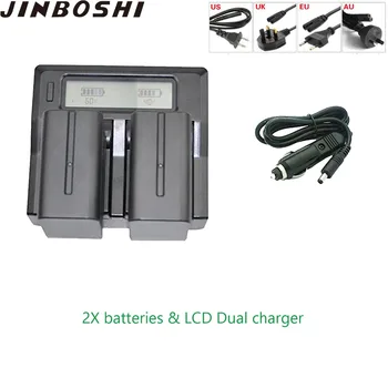 

JINBOSHI 7900mAh NPF970 NP F970 NP-F970 Battery x2 + LCD Rapid Dual Charger x1 for Sony F930 F950 F770 F570 F975 F970 F960