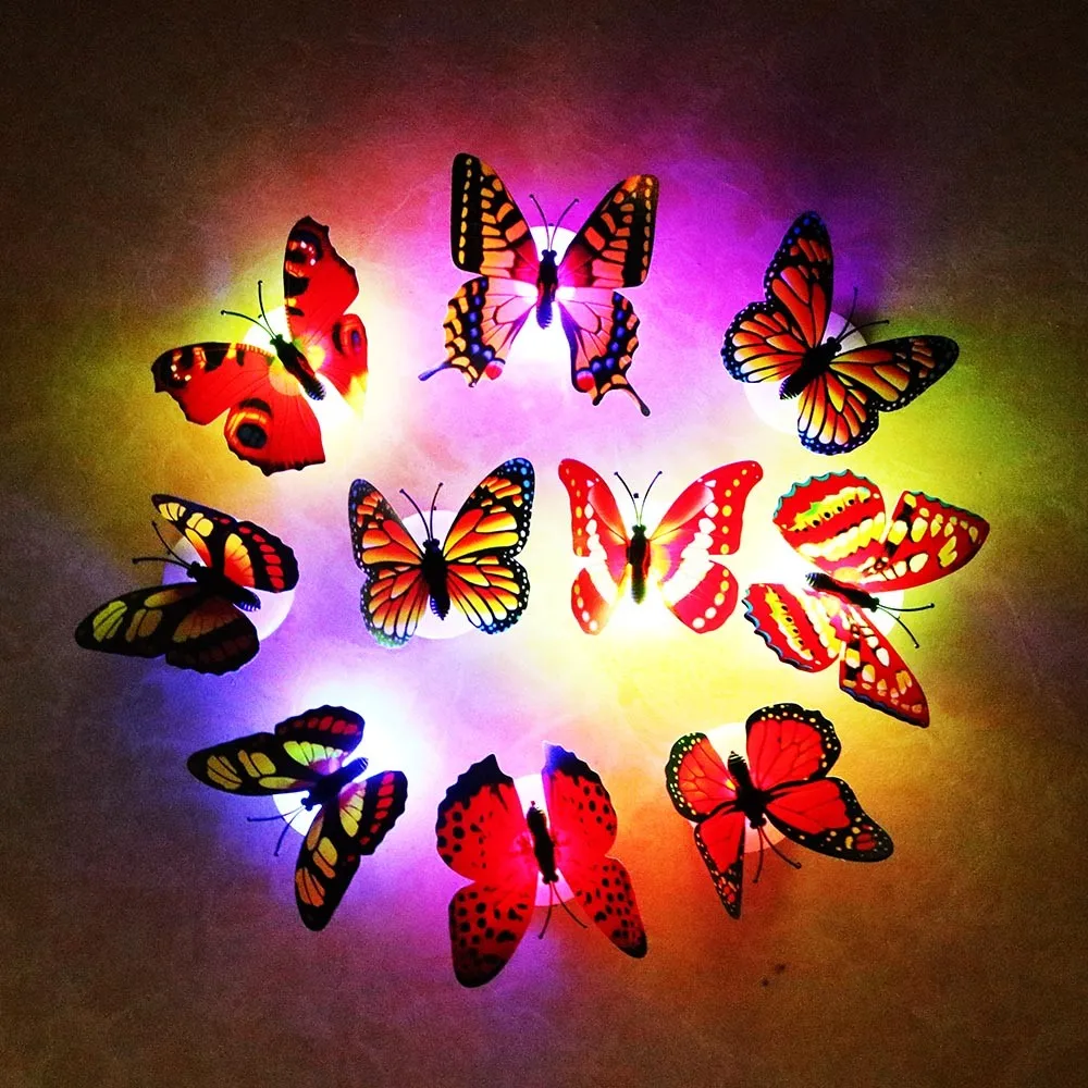 2 шт./лот бабочка ночник настенные наклейки с розничной коробкой RGB светодиодный светильник для дома гостиная детская комната Fridage спальня случайный цвет TR