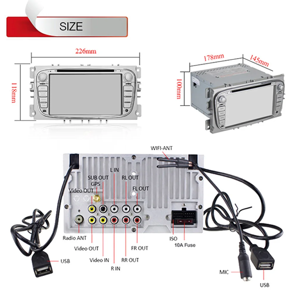Clearance 7 Inch HD Android 8.1 Car Stereo Radio GPS Navigation Audio for Ford Focus / Mondeo / S-max / C-max / Galaxy With Canubus 4