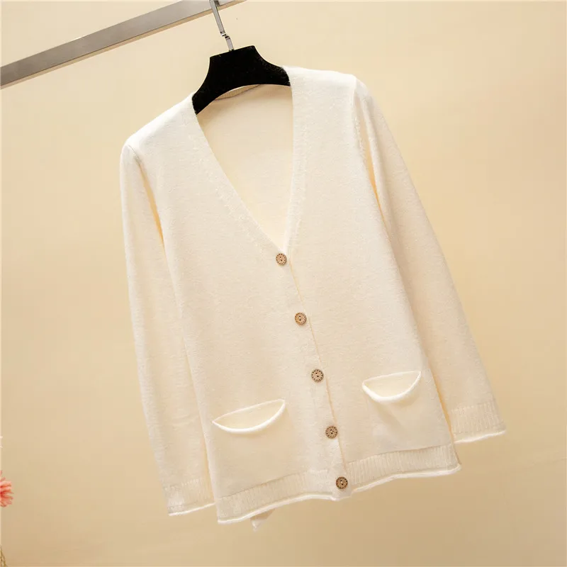 2018 New Fashion Spring Autumn Women Cardigan Sweaters Long sleeve Single-breasted V-neck stitching Solid Knitted Top Clothing (12)