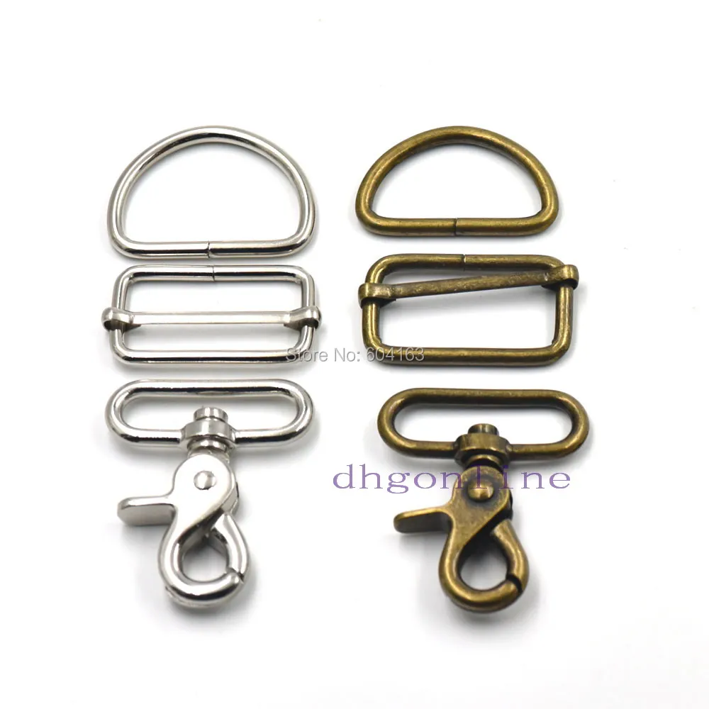 1.5" 38mm Metal Triglides Slide Adjustor Dee ring Hook Snap Webbing Bag Buckle