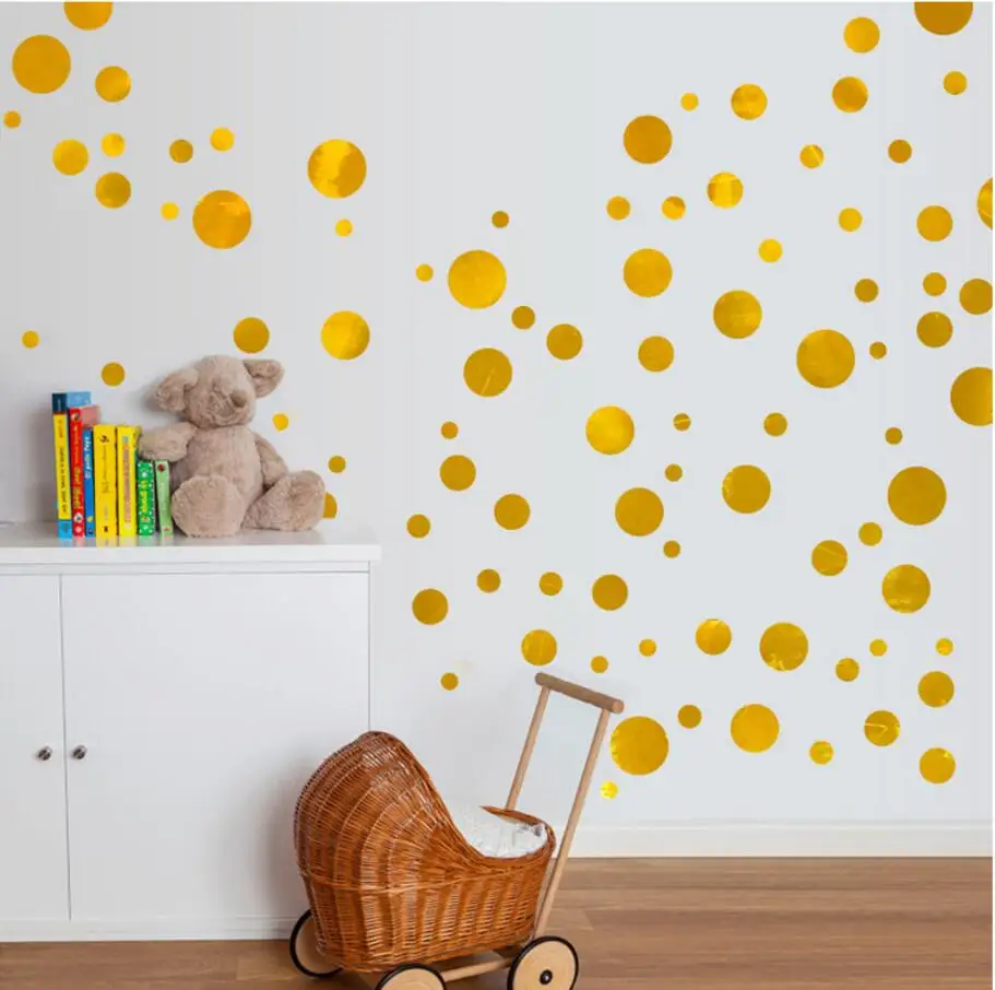 

Free shipping Variety of sizes Gold Vinyl Wall Sticker Decal Art - Polka Dots , Gold Polka Dots for nursery wall