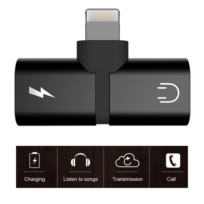 

JS 2 In 1 Earphone Audio Charging Adapter Splitter Cable for IPhone Plus Charging while listening to music with headphones