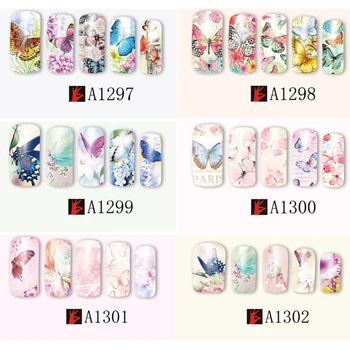 

12PCS Colorful Beauty Butterfly Nail Art Adhesive Sticker Complete Decals Wraps Water Transfer Manicure Tips For DIY W15
