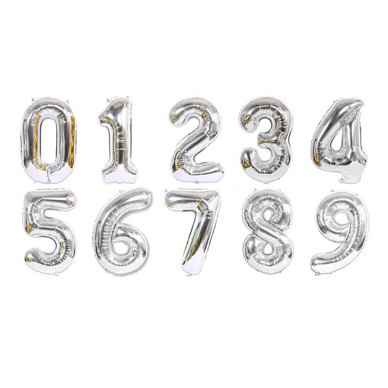 16inch32-дюймовый номер алюминиевые пленочные шары с днем рождения украшения детский душ принадлежности Anniversaire Вечерние - Цвет: Silver