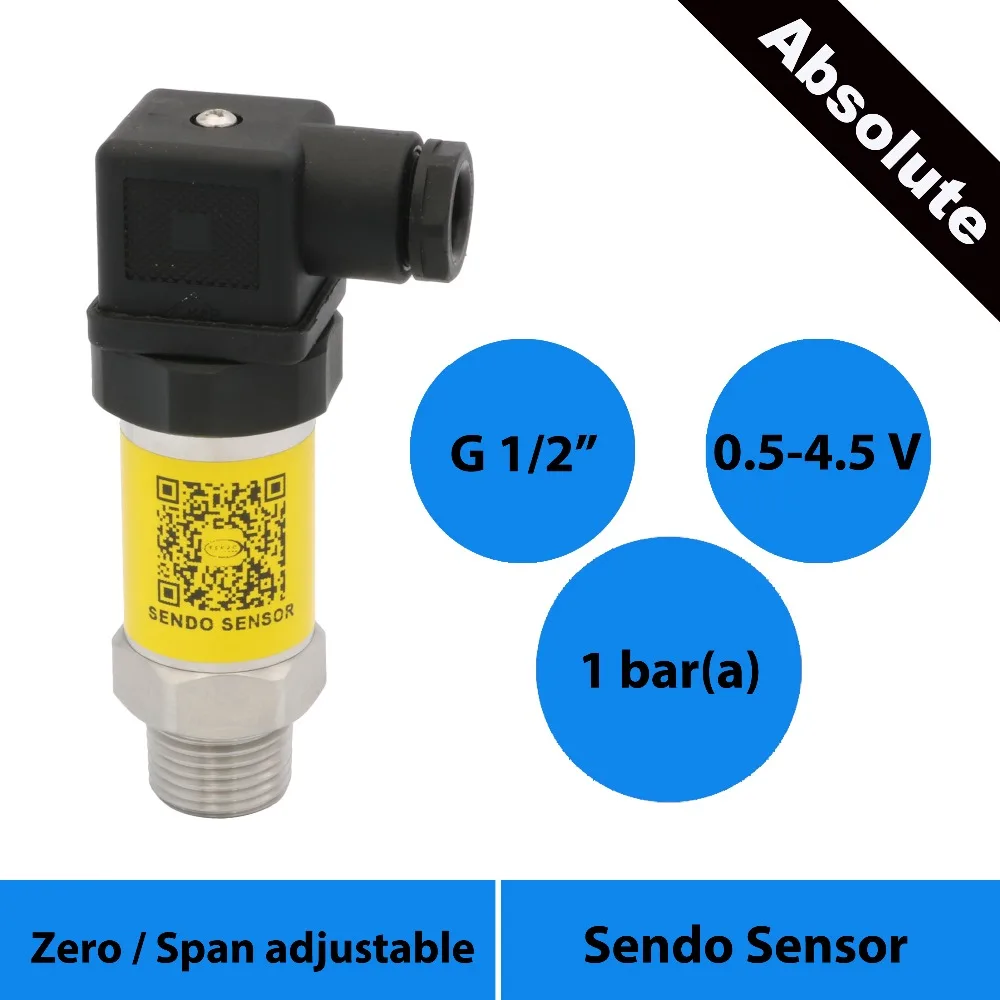 0,5 до 4,5 Вольт Датчик абсолютного давления, высокая точность, abs давления 100kpa, 1bar, 15psi, 0.1mpa, g1/2 дюймов технологическое соединение