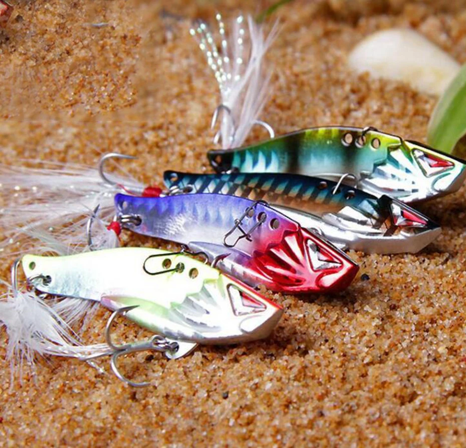  YINGTOUMAN 2PCS/lot 6 CM15 G Full Swimming Layer Metal VIB Feather Hook Road Sub-bait Bait Hard Bai