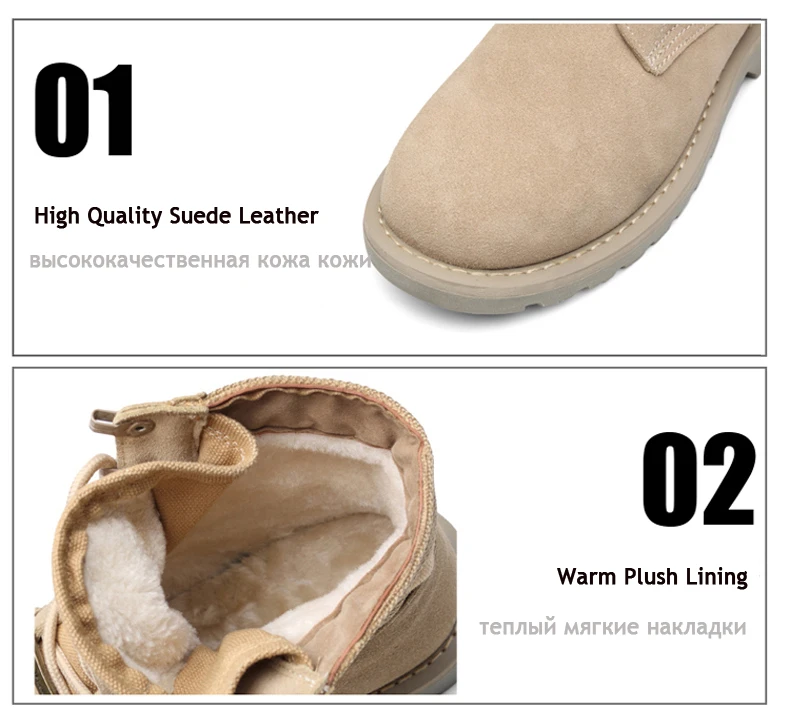 Women's Boots' Lace-Up Desert Boot Leather Winter Snow Boots Women Genuine Leather Ankle Boots For Women Flats Plus Size 10 11 9 (14)