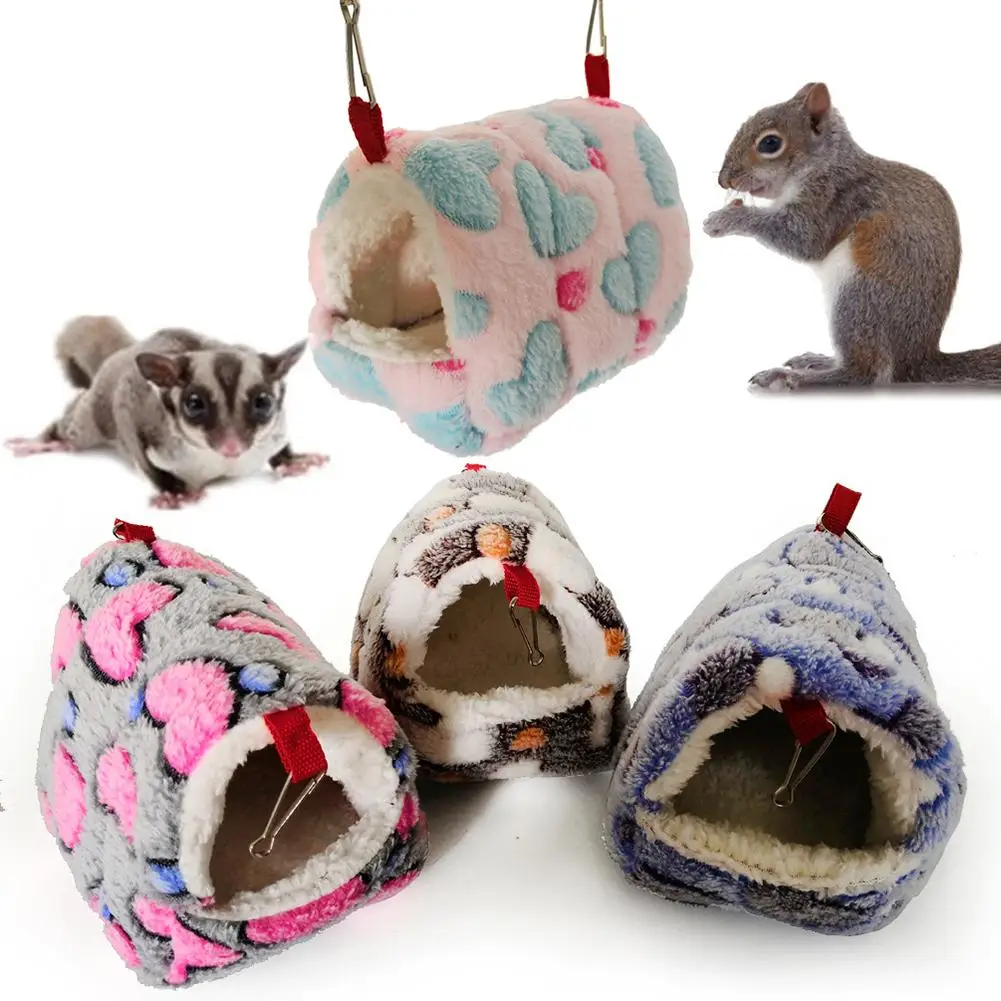 

Cute Small Animal Cages Hamster Hanging Bed Squirrel Warm House Guinea Pig Nest Pet Bed Sleeping Bag Hanging Cage Hamster Nest