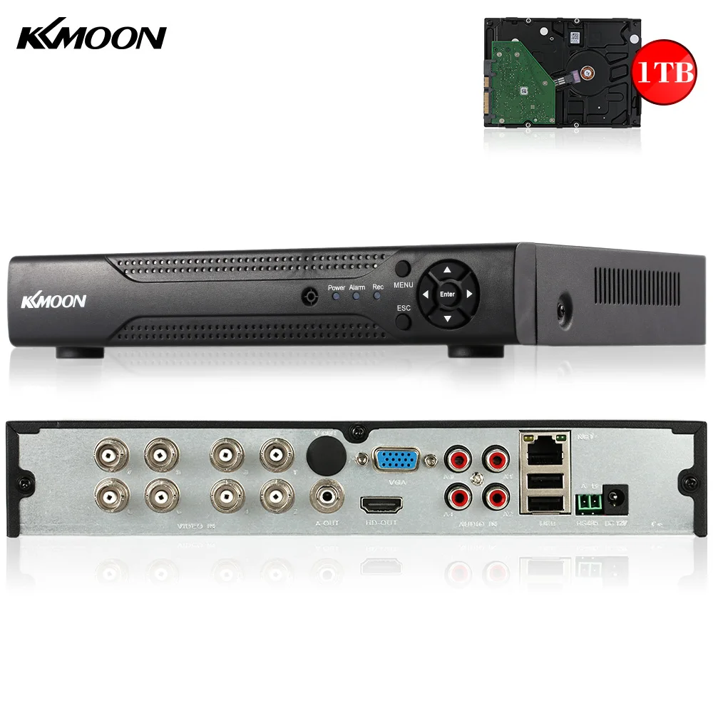 KKmoon Full 1080N/720P 8CH AHD DVR NVR+ 1 ТБ Seagate HDD HDMI P2P Onvif PNP 8CH AHD DVR рекордер для камера видеонаблюдения системы безопасности