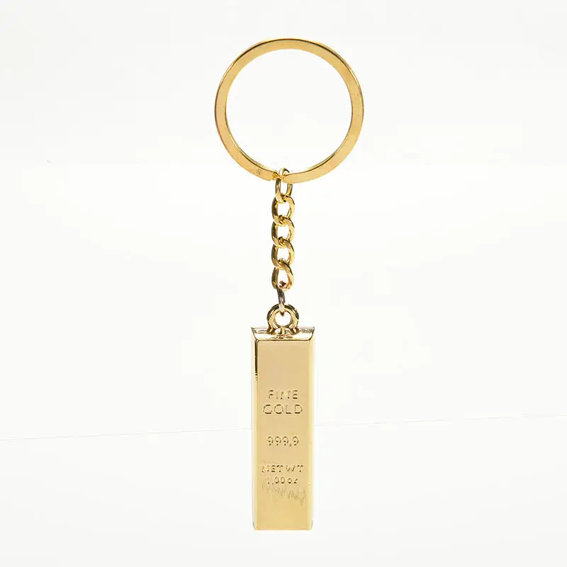 Fake Gold Keychain Creative Funny Zinc Alloy Gold KeyChain Gold Brick