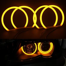 4 pçs 131mm algodão led angel eyes anel de auréola para bmw e36/e38/e39/e46 projetor âmbar amarelo laranja branco