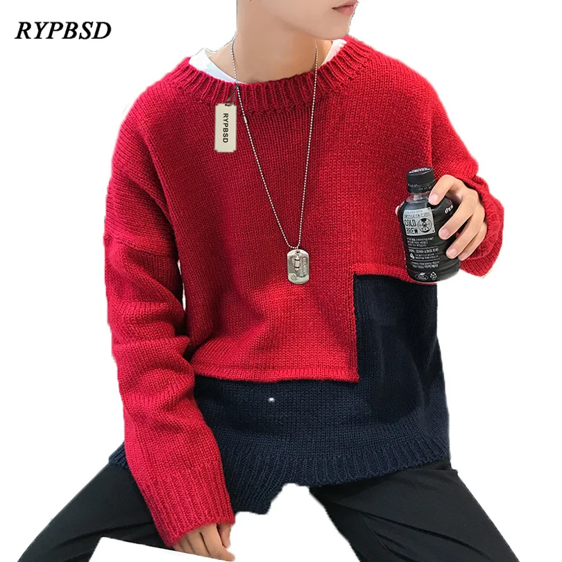 Patchwork font b Sweaters b font font b Men b font New 2017 Round Neck Fashion