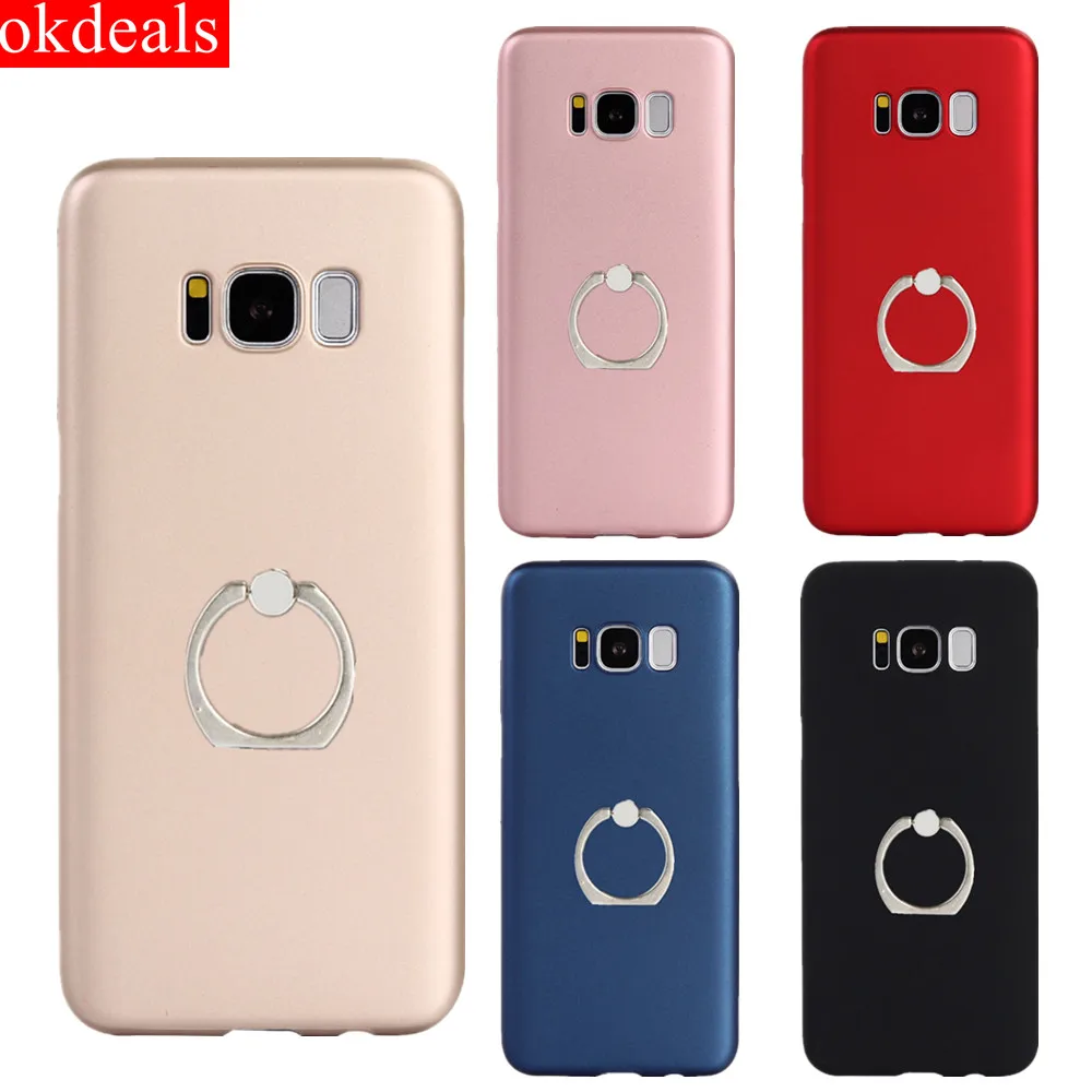 

Fashion Plating Hard PC Phone Case for Samsung Galaxy S9 Cases Ring Bracket Frosted Non-slip Cover for Samsung Galaxy S7/s6 Edge