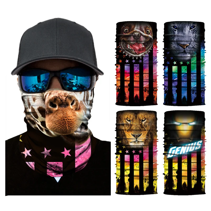 

3D Animals Seamless Neck Gaiter Shield Scarf Bandana Face Masks Seamless UV Protection for Motorcycle Cycling Riding