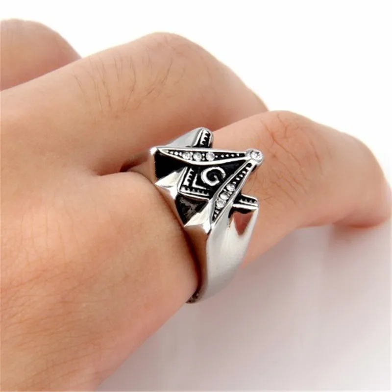 

New Men's Silver Ring Free Mason Freemason Masonic Ring 316L Stainless Steel Ring Men's Jewelry