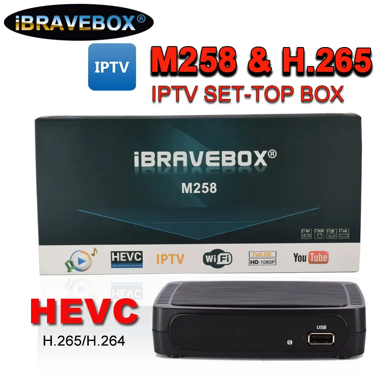 

Newest iBRAVEBOX M258 IPTV/OTT Box Internet Set Top Box HEVC&H.265 satellite receiver support youtube online movice