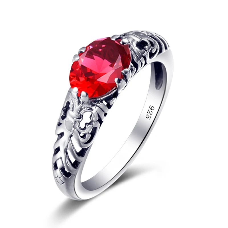 

Vintage Cocktail Rings Women 925 Sterling Silver Flower Stripe CZ Finger Ring Created Garnet Peridot Oval Precious Stone Jewelry