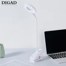 Digad 28 светодиодный светильник с бусинами, сенсорный переключатель включения/выключения, 3 режима, настольная лампа с зажимом, защита глаз, для чтения, диммер, перезаряжаемый, USB светодиодный, настольные лампы