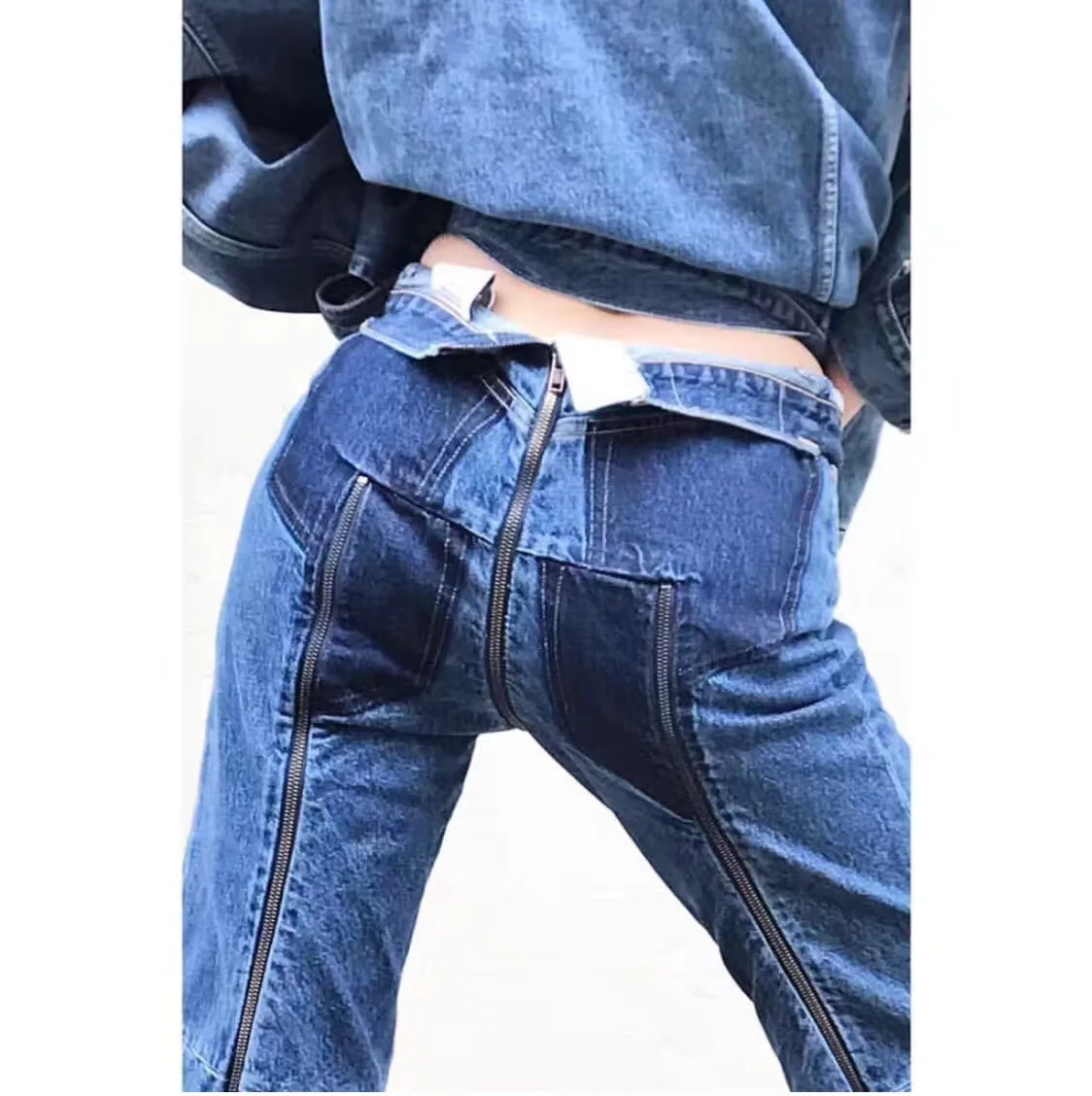 WQJGR джинсы с высокой талией обтягивающие по колено Поддельные джинсы на молнии женские модные Необычные сексуальные брюки карандаш женские джинсы