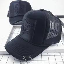 YONGLOU001 Yong Женские Твердые тисненые головы тигра бейсболки Soild черные 5 панелей Snapback шапки кепки с сеткой для водителей грузовиков Gorras кольцо