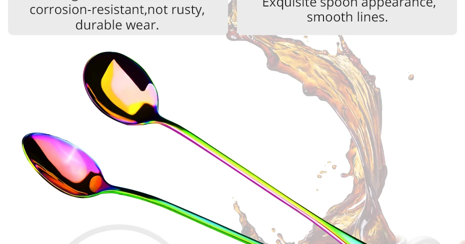 KONCO чайные ложки из нержавеющей стали столовые приборы Радужная кофейная ложка эспрессо десерт, мороженое ложки кухонные приспособления для готовки