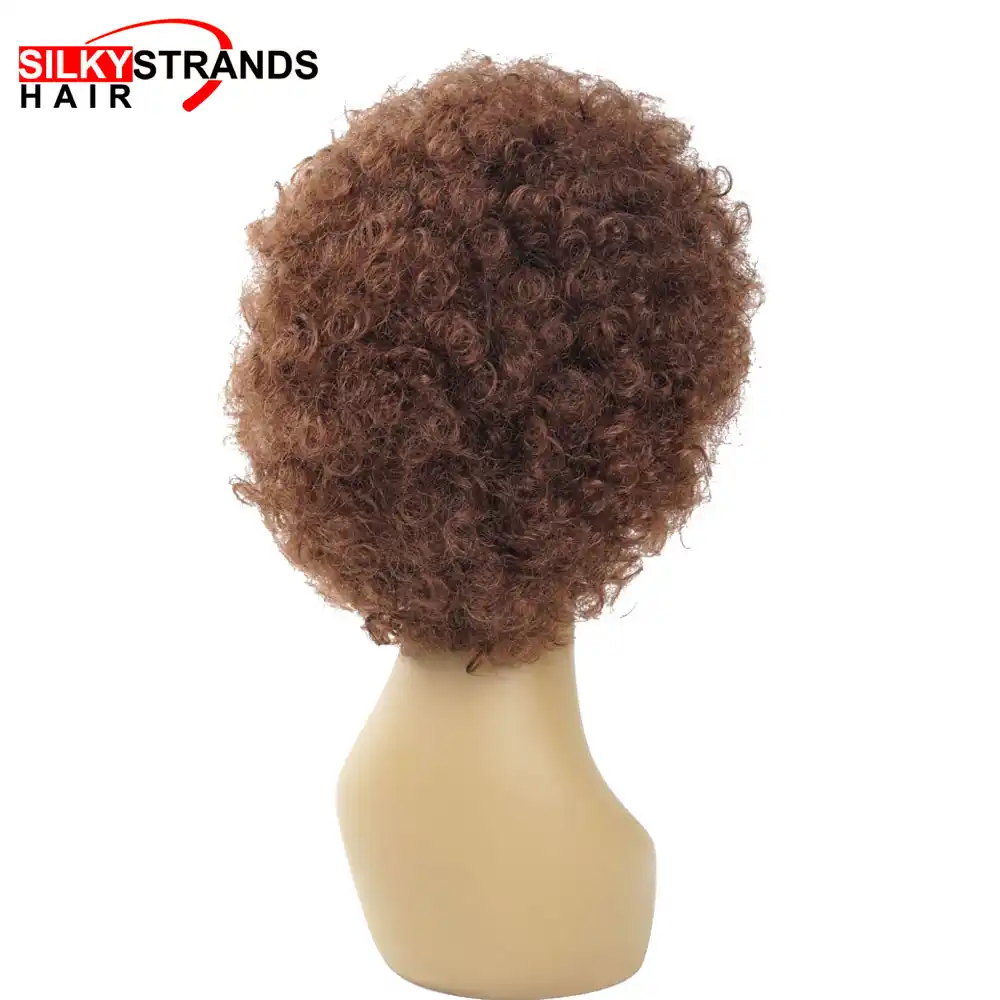 Shelkovistye Pryadi Afro Kudryavyj Parik Sinteticheskie Korotkie Korichnevye Pariki Dlya Afro Amerikanskih Zhenshin Zhenskaya Pricheska Pushistye Realistichnye Aliexpress