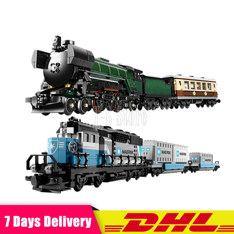 

LEPIN 21005 Emerald Night Train Expert +21006 Maersk Train Model Building Blocks Bricks Set Compatible Legoinglys 10219 10194