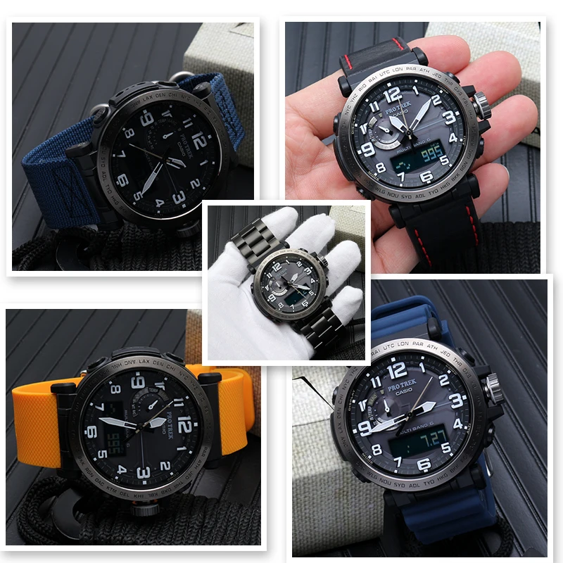Baru Kualitas Tinggi Gelang Jam untuk Casio PRG 600YBE 5 PRW 6600 Pria  Nilon Tali Gelang Karet|Watchbands| - AliExpress