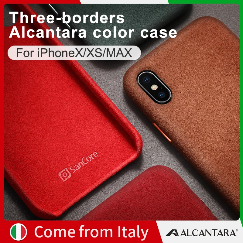 

SanCore iPhone X XS Max phone Case Leather ALCANTARA Fasion Business Anti-fall Leather Luxury premium cellphone Anti-wear Suede