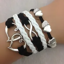 1 шт. бесконечно ручная работа браслет. металл очарование, воск шнур, кожаный браслет, модный драгоценный браслет 3788