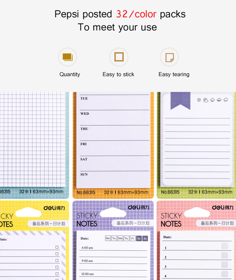 Deli милый еженедельник memo pad 6 стилей kawaii стикер для заметок скрапбукинга filofax повесток планировщик офисные школьные принадлежности
