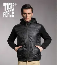 TIGER FORCE 2016 Новая Коллекция Мужская Свободная Синтепоновая Куртка Со Съемном Капюшоном Тонкое Синтепон Пальто Бесплатная Доставка 5562