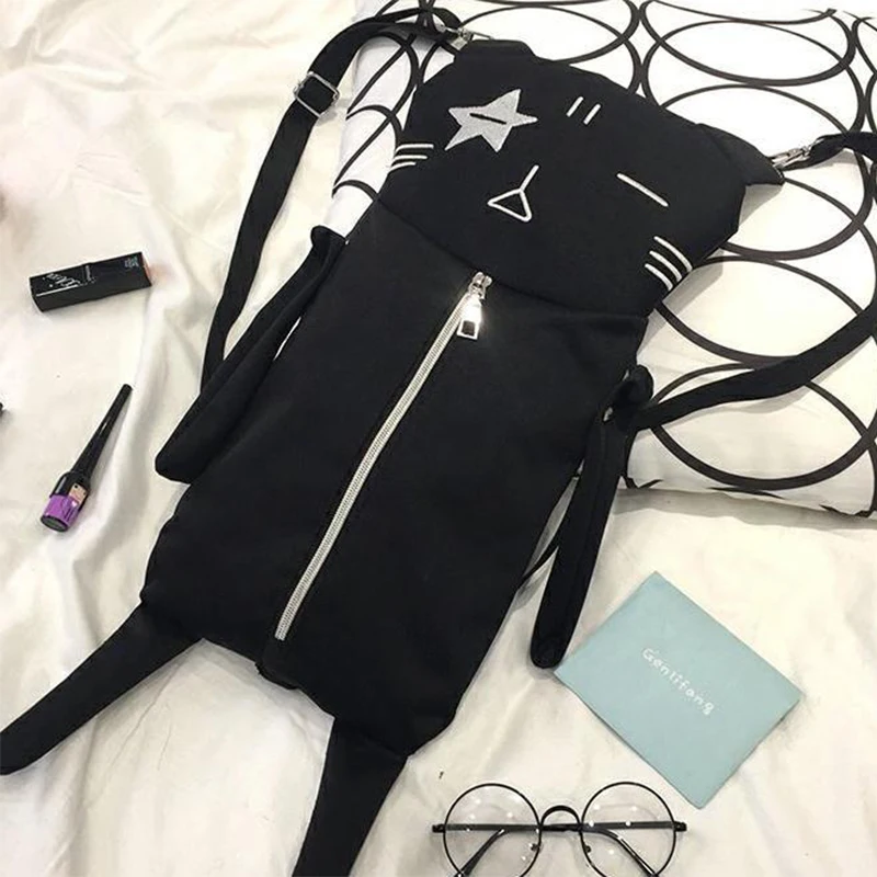 Модный женский рюкзак Wobag 2019 с милым котом маленький холщовый для моделирования