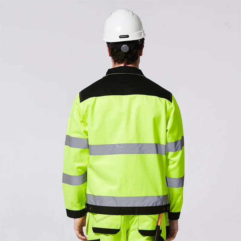 Мужская куртка Safari Рабочая Ткань флуоресцентная желтая и черная высокая Светоотражающая Защитная куртка Оксфорд дождевик