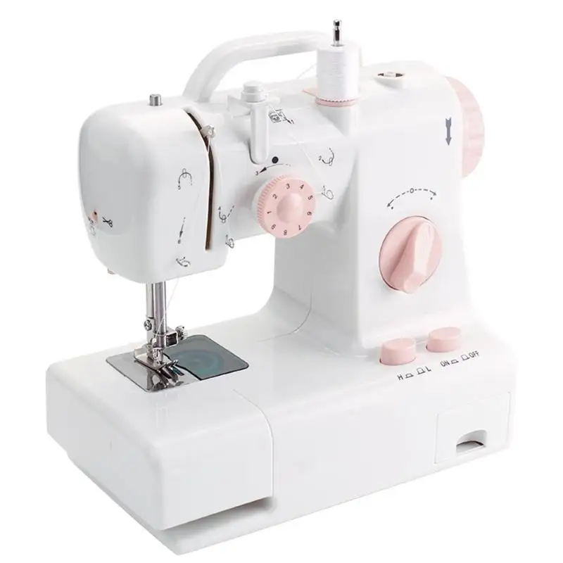 

Mini Sewing Machine Built-in Light Mending Machine Dual Speed Double Thread Stitching Electric Pedal Sewing EU Plug Small Gadget