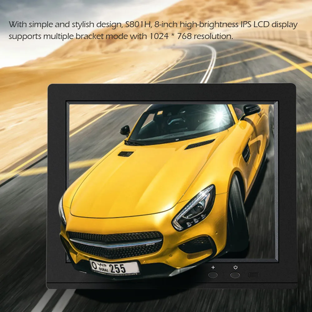 

KKMOON 8'' 1024 * 768 HD Car Monitors Screen 4:3 AV BNC VGA HD Ypbpr Video Audio Input Parking Assist for Auto Security VCD DVD