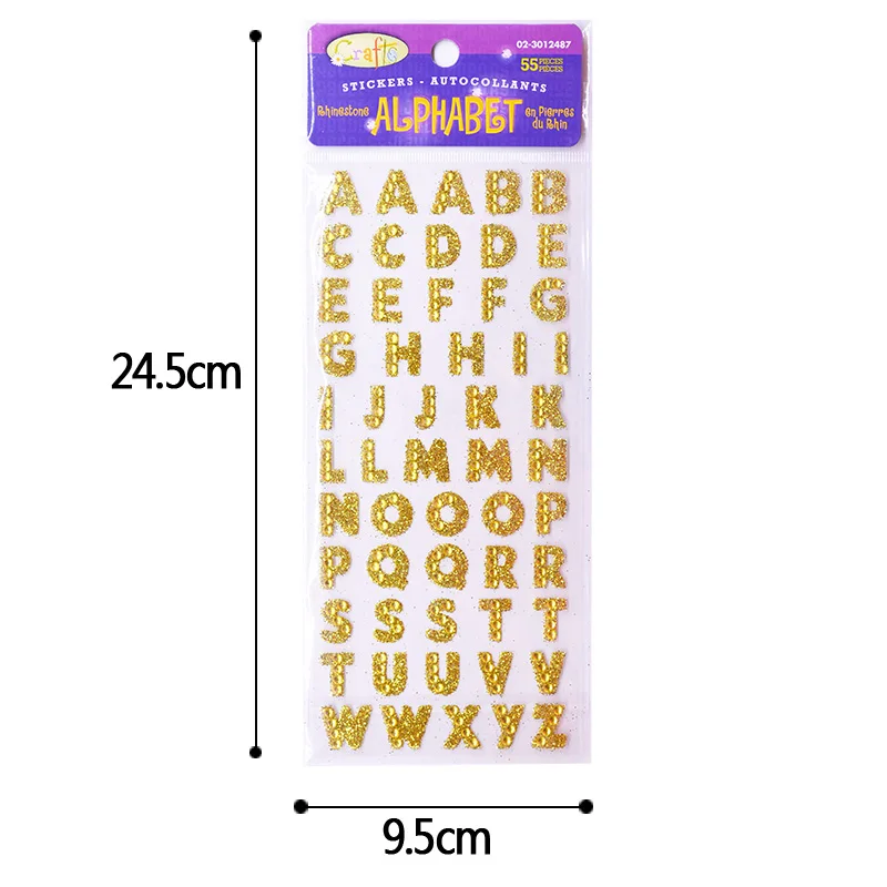 1 Sheet Glitter Alphabet Letter RhinestonesStickers Self Adhesive Gold/silver Words Stick On Scrapbooking DIY Handmade Book Deco