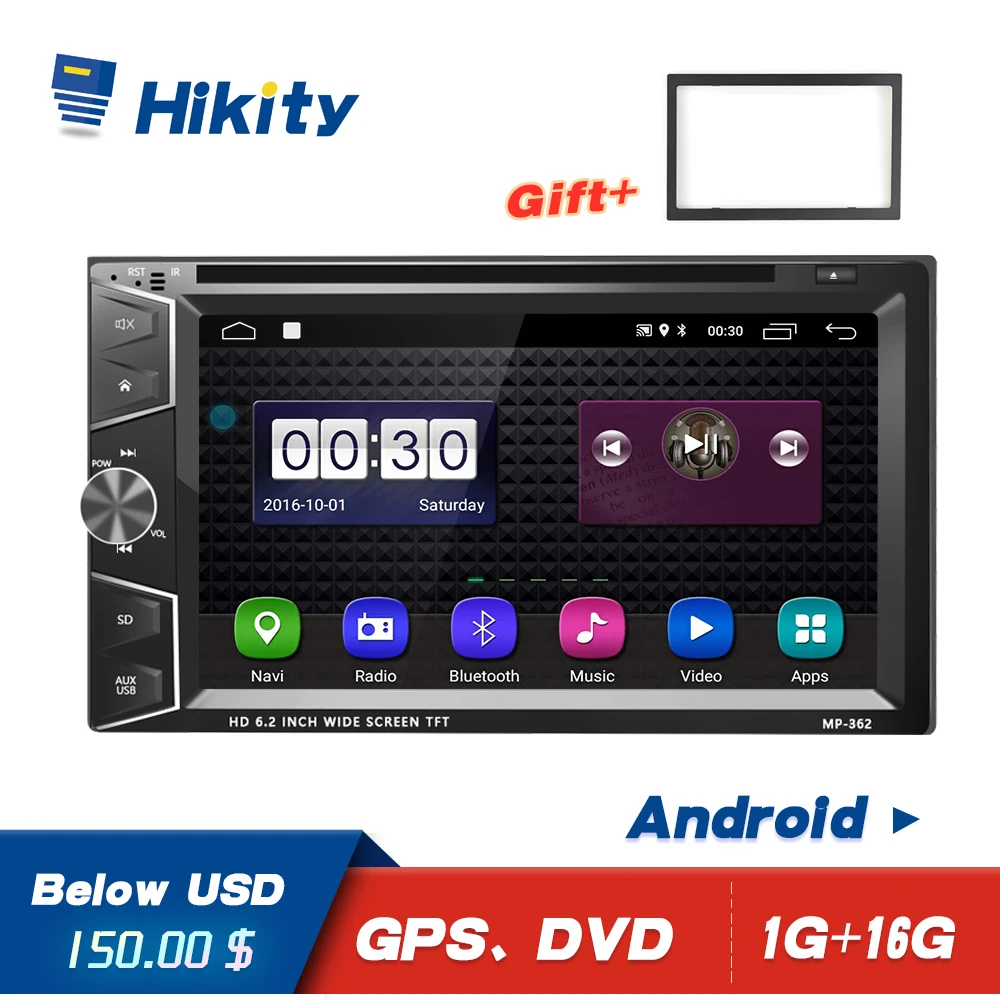 

Hikity 2 din Car Multimedia DVD Player Android GPS Touch Screen Car Radio Double USB Autoradio With Android/ Iphone Mirror Link